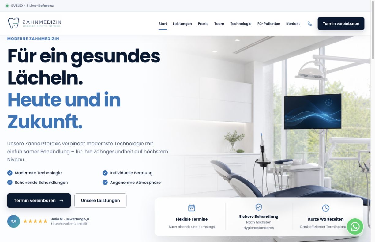Frühere Strukturansicht der Praxiswebsite